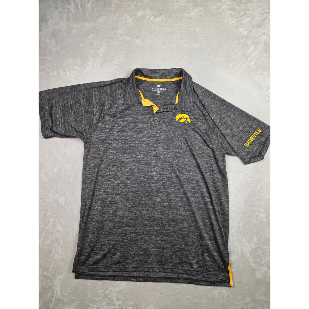 Colosseum Polo Shirt Mens 1XT Gray Iowa Hawkeyes NCAA Short Sleeve Heathered